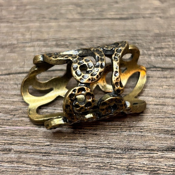 Vintage Brass Abstract Textured Statement Ring Size 8 - Picture 4 of 5